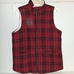 Maurices Red Plaid Vest